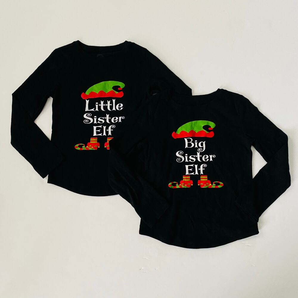 Wonder Nation | Big Sister Little Sister Elf Long Sleeve T-shirts EUC S